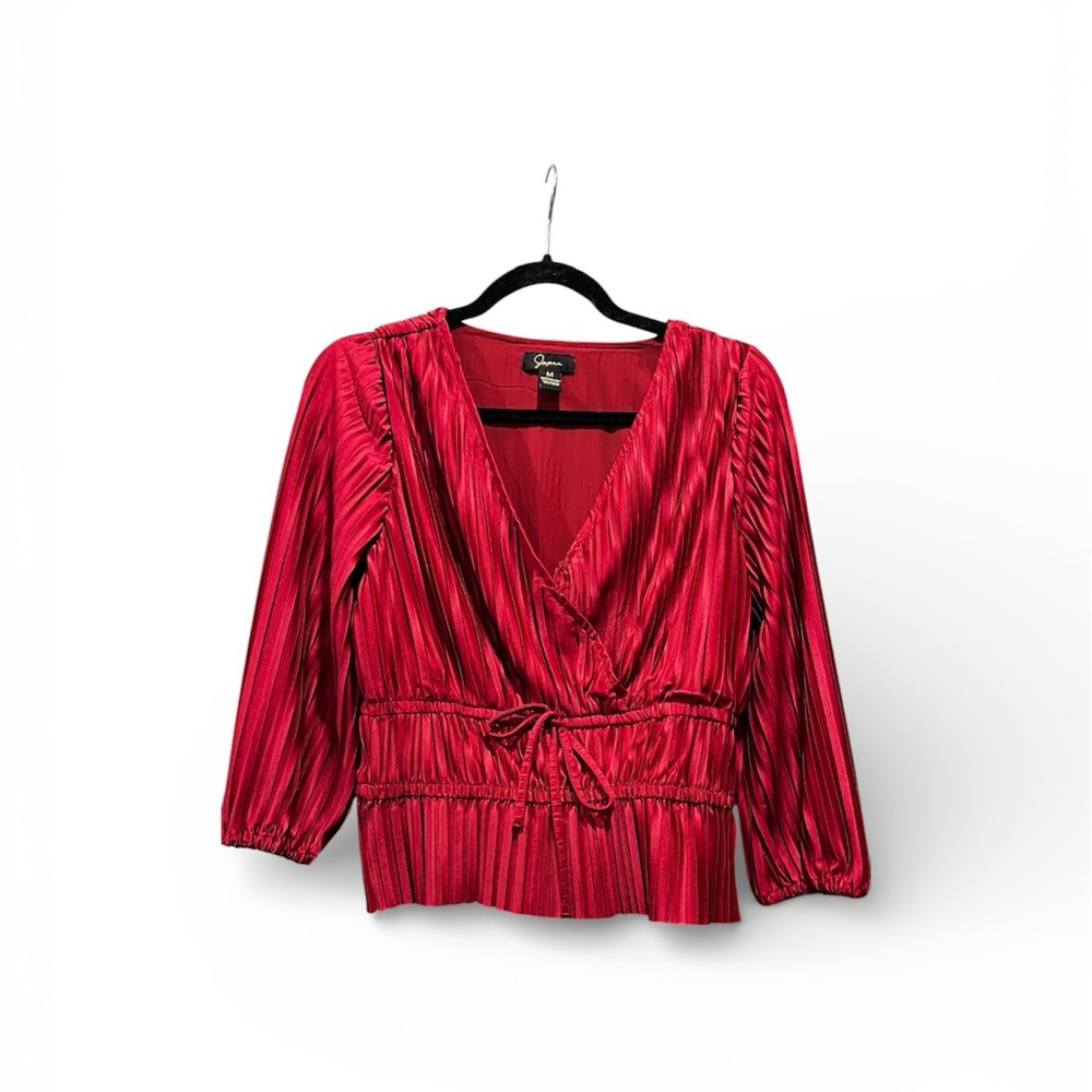 Japna Vibrant Red Pleated Blouse